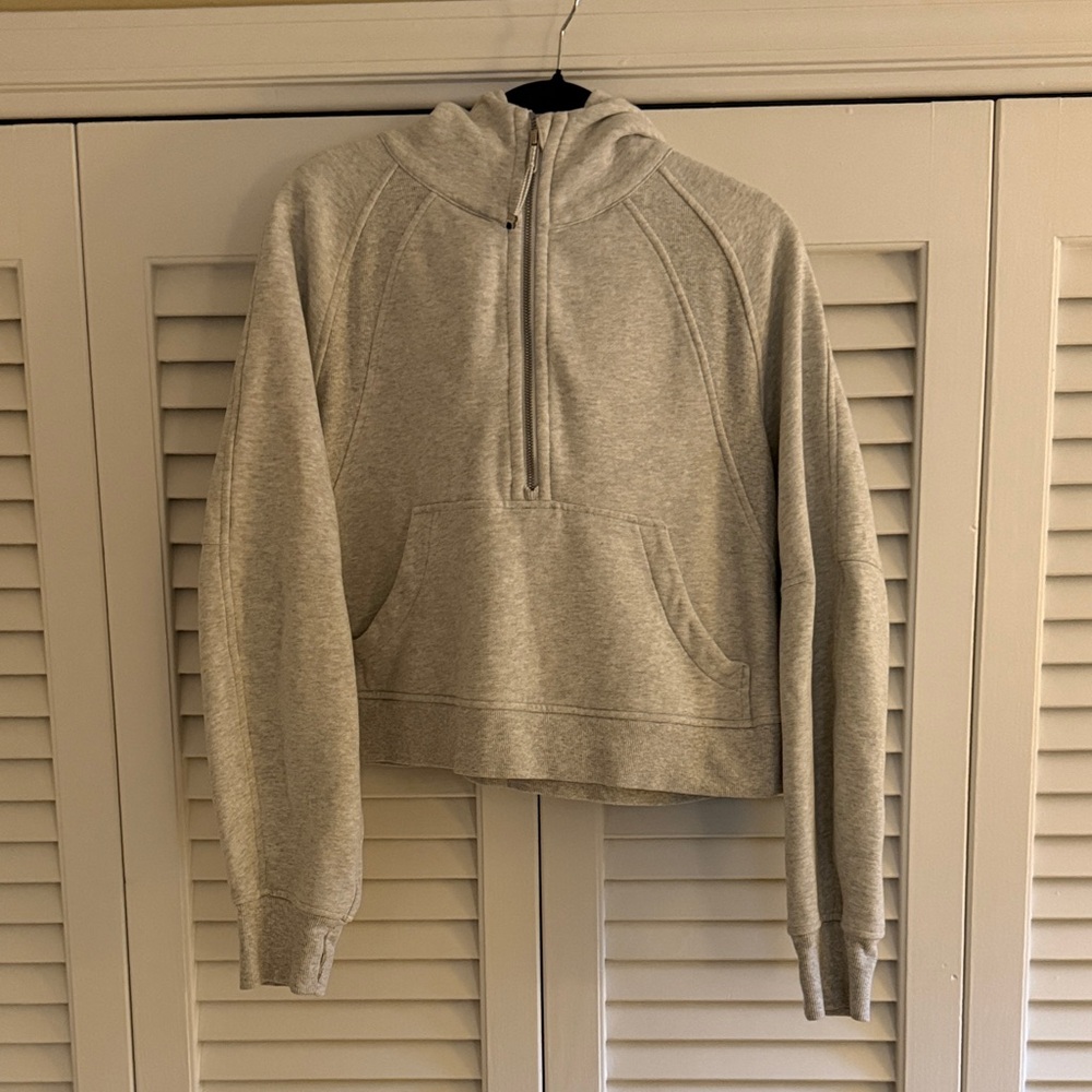 lululemon Scuba Heather Gray Cropped Half-Zip Hoodie